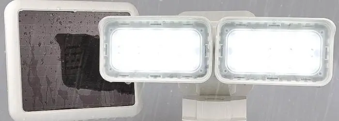 close up of a solar security light